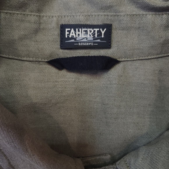 Faherty Reserve Mens Linen Blend Button Down Shirt Size M Double Pocket - Picture 2 of 7